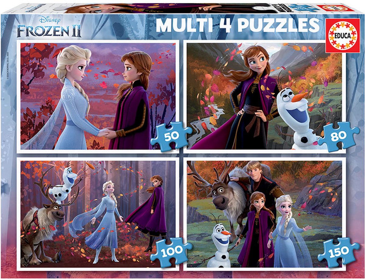 Educa - 4 puzzles - 50-80-100-150 pièces - puzzle - Disney La Reine des Neiges