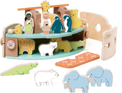Classic World World Wooden Noah's Ark Boot Bouwset avec des animaux, 16dlg.