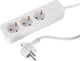 Prise Q-link - 3 voies - avec interrupteur - plate - 3 x 1,5 mm� - 1,5 m - PVC - blanc