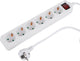 Prise Q-link - 6 prises - mise à la terre - avec interrupteur - 3 x 1,5 mm² - 1,5 m - blanc