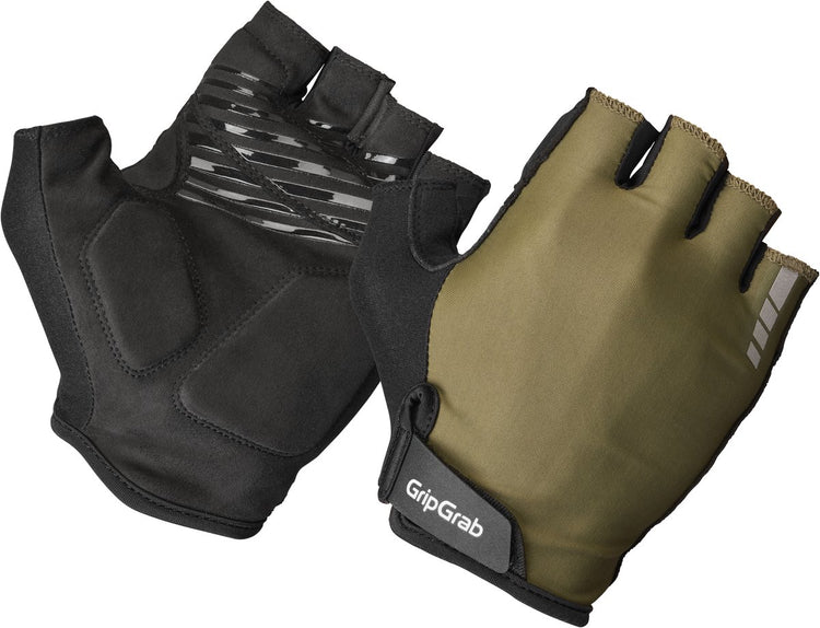 Gripgrab - gants de cyclisme d'été à doigts courts rembourrés ride avec rembourrage - unisexe - vert olive