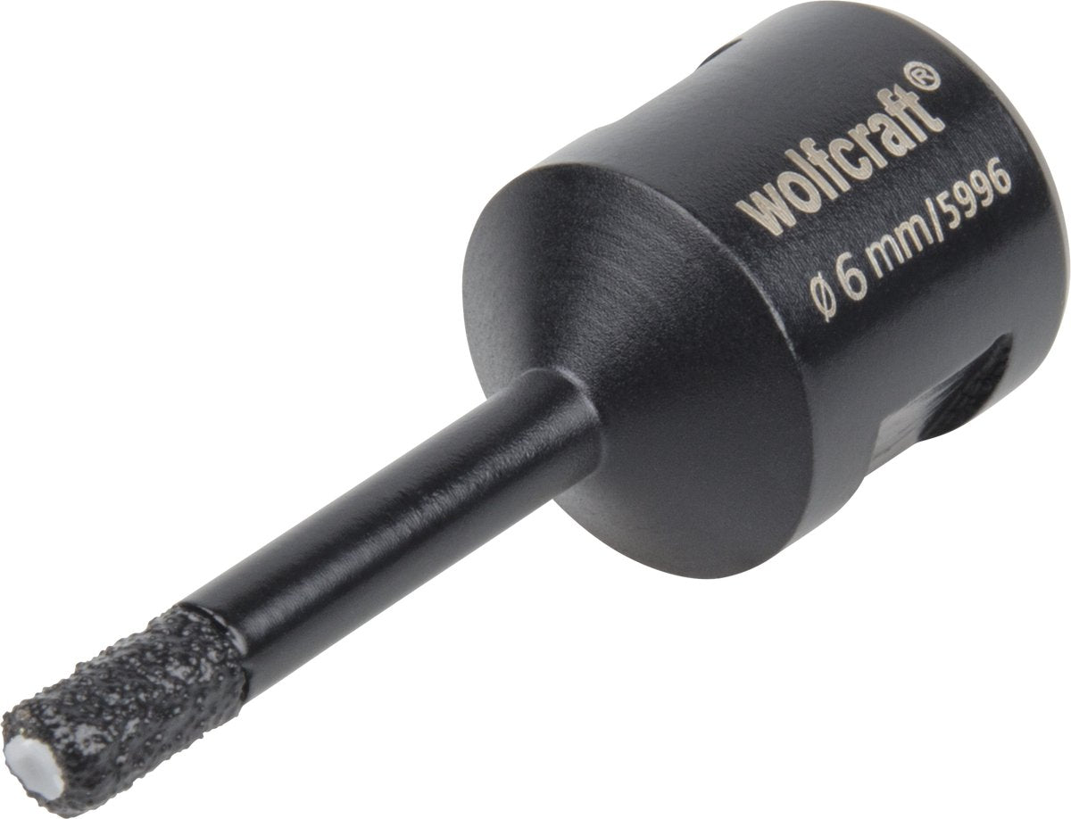 Wolfcraft - scie cloche diamantée - perceuse diamantée - 6 mm - perceuse à carrelage - pour meuleuse d'angle - 5996000