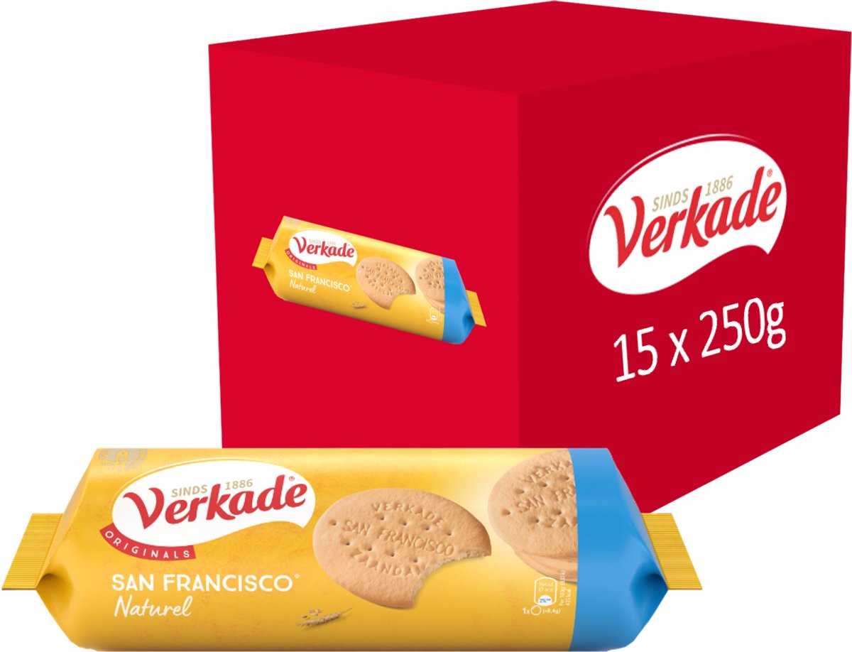 Verkade - biscuit - biscuits naturels de San Francisco - 15 x 250 grammes