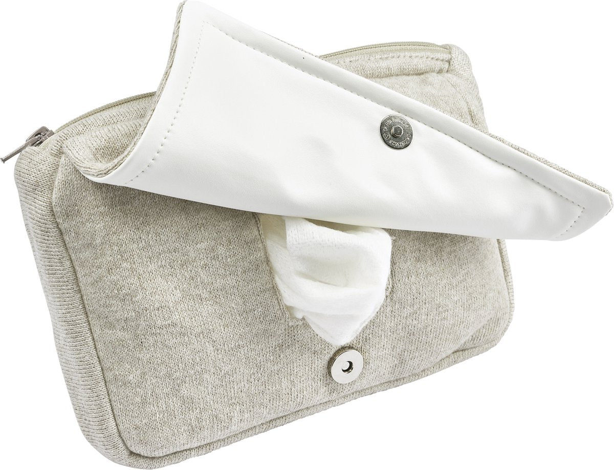 Pochette à lingettes basique en tricot pour bébé Meyco - mélange sable