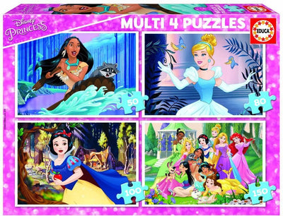 Educa - puzzle Princesses Disney - 4 puzzles de 50 80 100 150 pièces