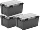 Boîte de rangement d'extérieur Iris avec couvercle en polycarbonate - 45 l - le meilleur choix polyvalent - étanche à l'air - plastique - gris transparent noir - lot de 3