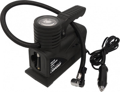 Compresseur d'air Carpoint - 12 volts - manomètre analogique - maximum 150 psi ou 10,3 bar - adaptateurs inclus - pour pneus de voiture, moto et vélo - pour balles gonflables