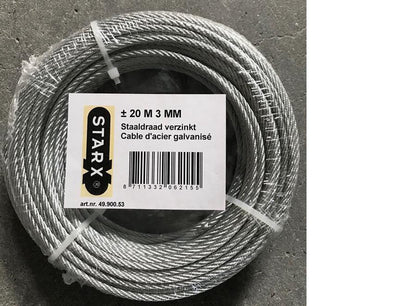 Starx - fil d'acier galvanisé - épaisseur 3 mm - rouleau de 20 mètres de longueur