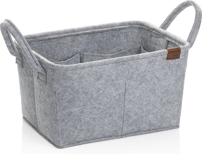Kela salle de bain - panier fay avec 8 poches intérieures 35x25x20 cm - feutre - gris