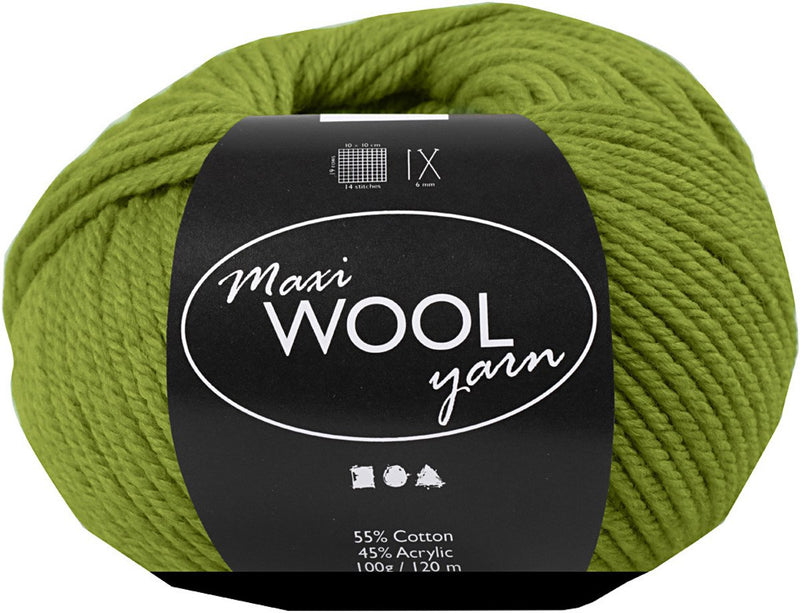 Fil de laine Creativ company, l: 125 m, vert olive, 100 g 1 pelote