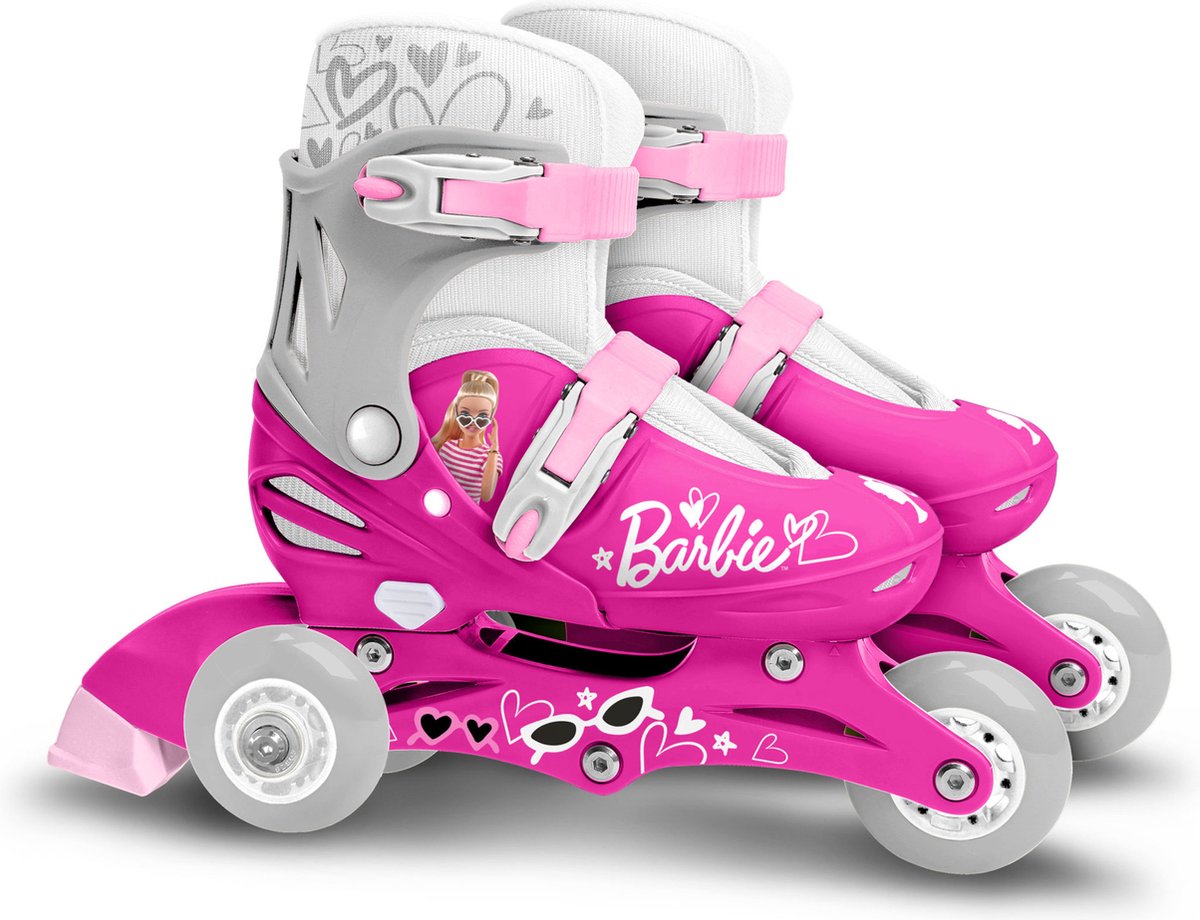 Mattel 2 en 1 patins Hardboot réglable rose blanc taille 27-30