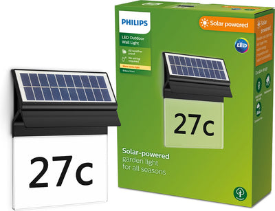 Philips LED Applique solaire Philips Enkara avec numéro de maison - noir