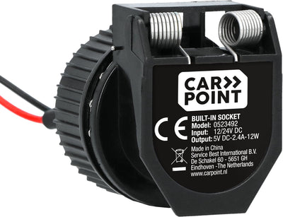 Prise intégrée Carpoint USB-A + USB-C - 12 24v - 5 volts 2,4 ampères - charge jusqu'à deux appareils - cache anti-poussière pour protéger les ports USB