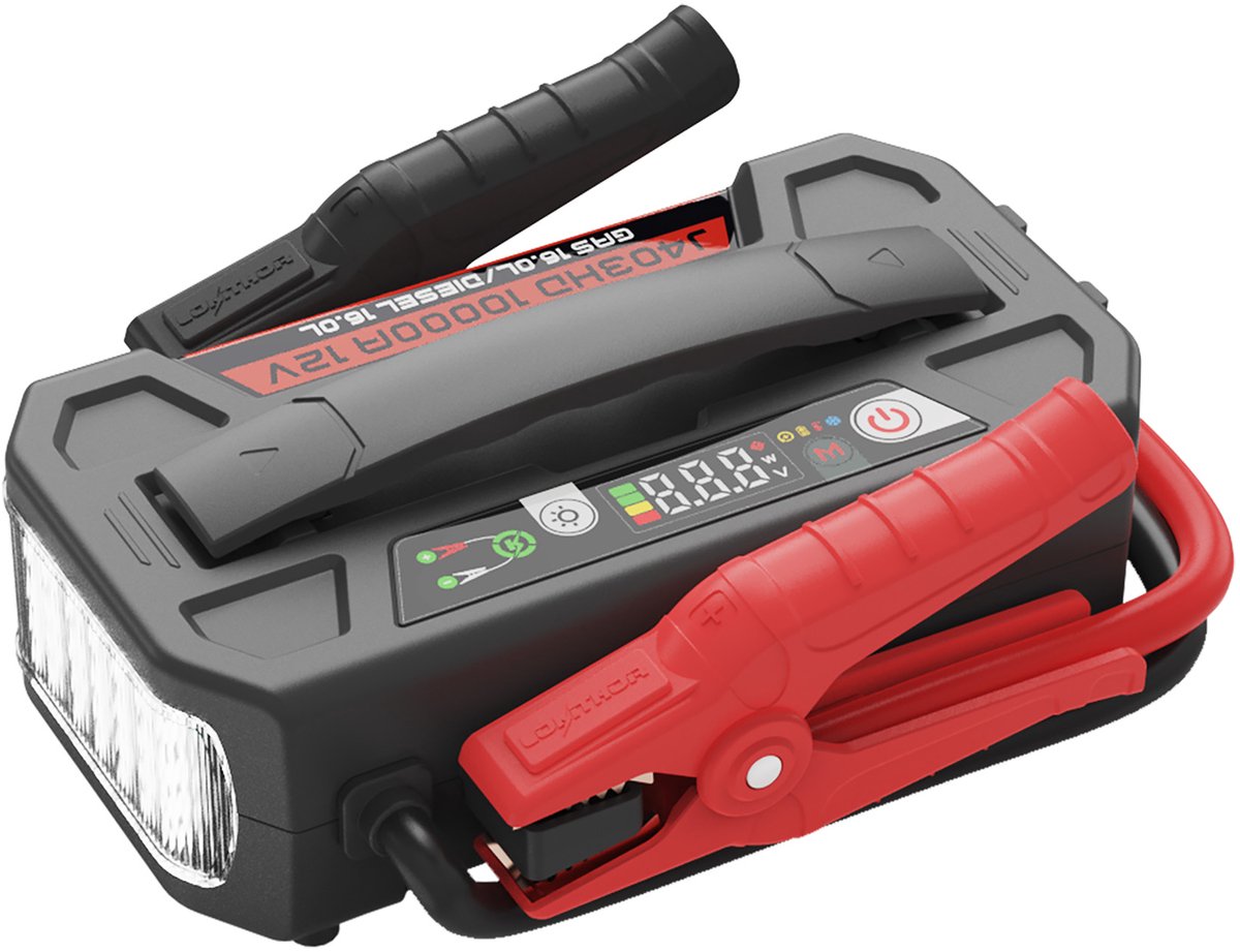Lokithor jump starter J403HD - 12V - 10 000A - banque d'alimentation - lampe de poche LED - boîtier robuste - étanche IP65 - technologie connect max - série robuste