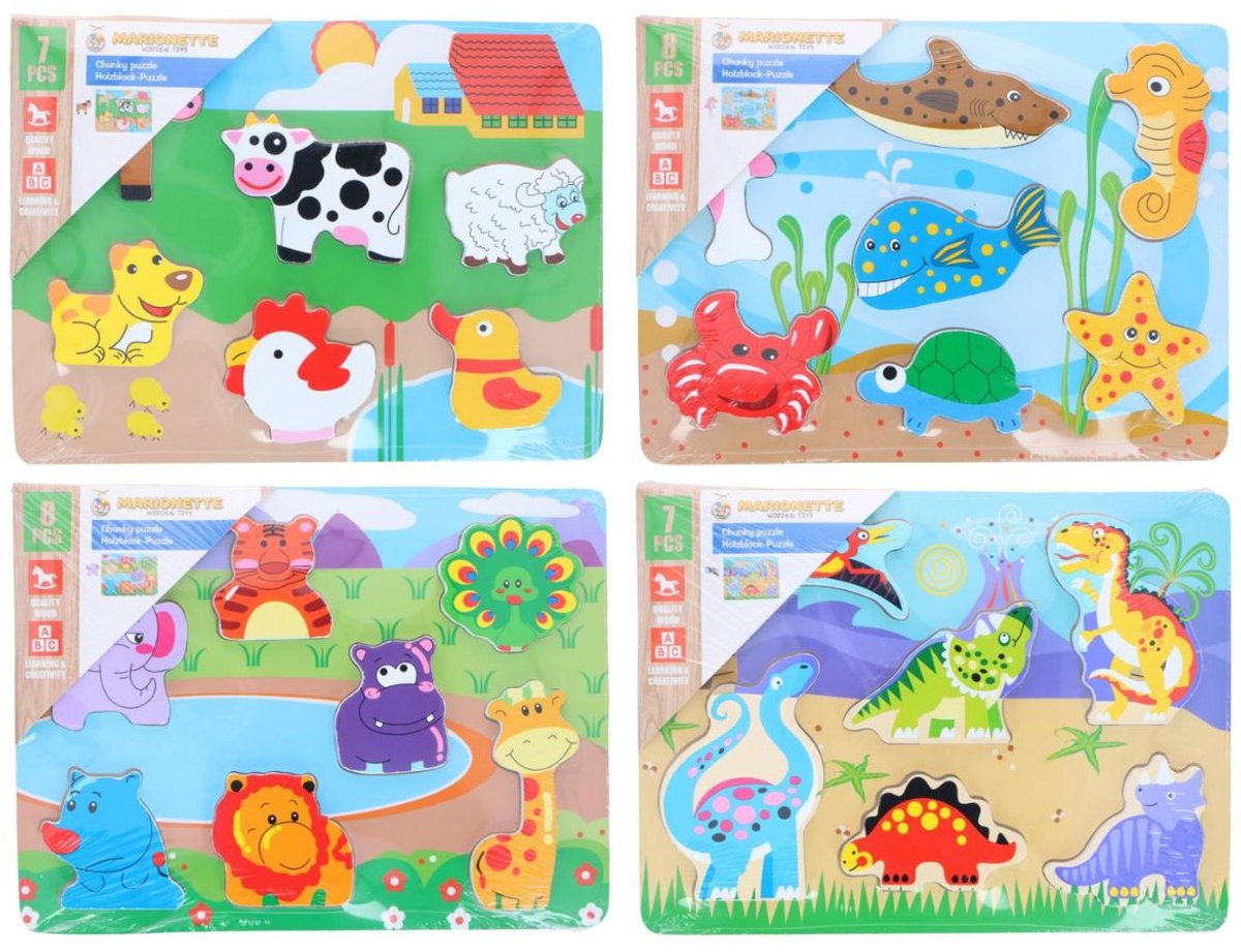 Marionnette jouets en bois puzzle en bois - jouets montessori - jouets éducatifs 18m+ - assortis