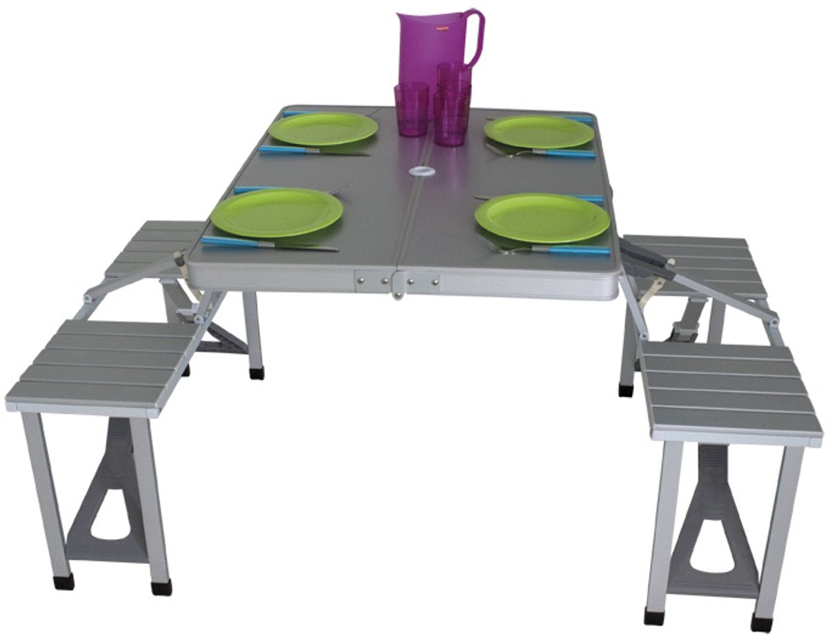 Table de camping limoux 86 x 68 cm gris en aluminium