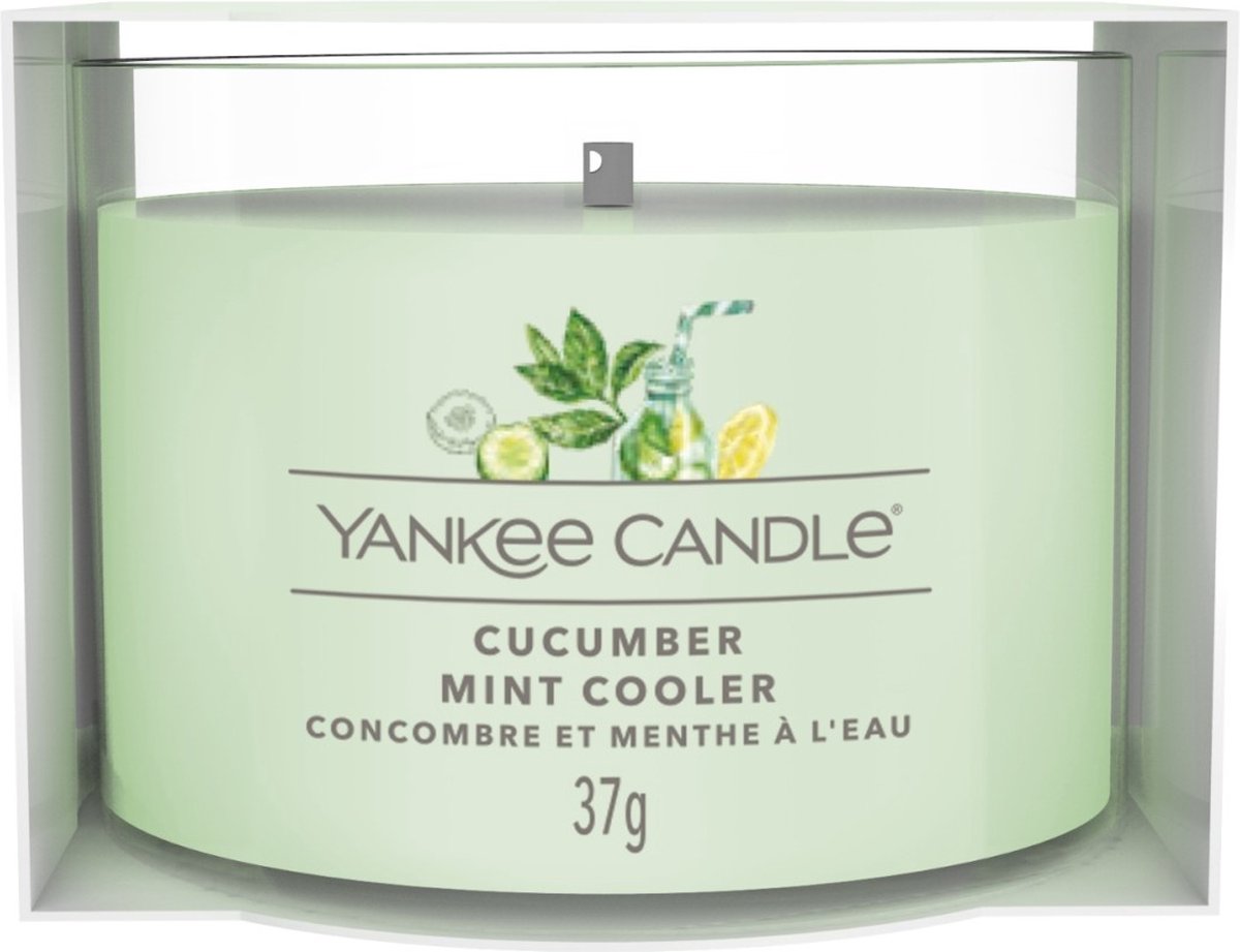Bougie votive remplie de bougie Yankee - refroidisseur de menthe concombre - 10 heures de combustion - 1 pièce