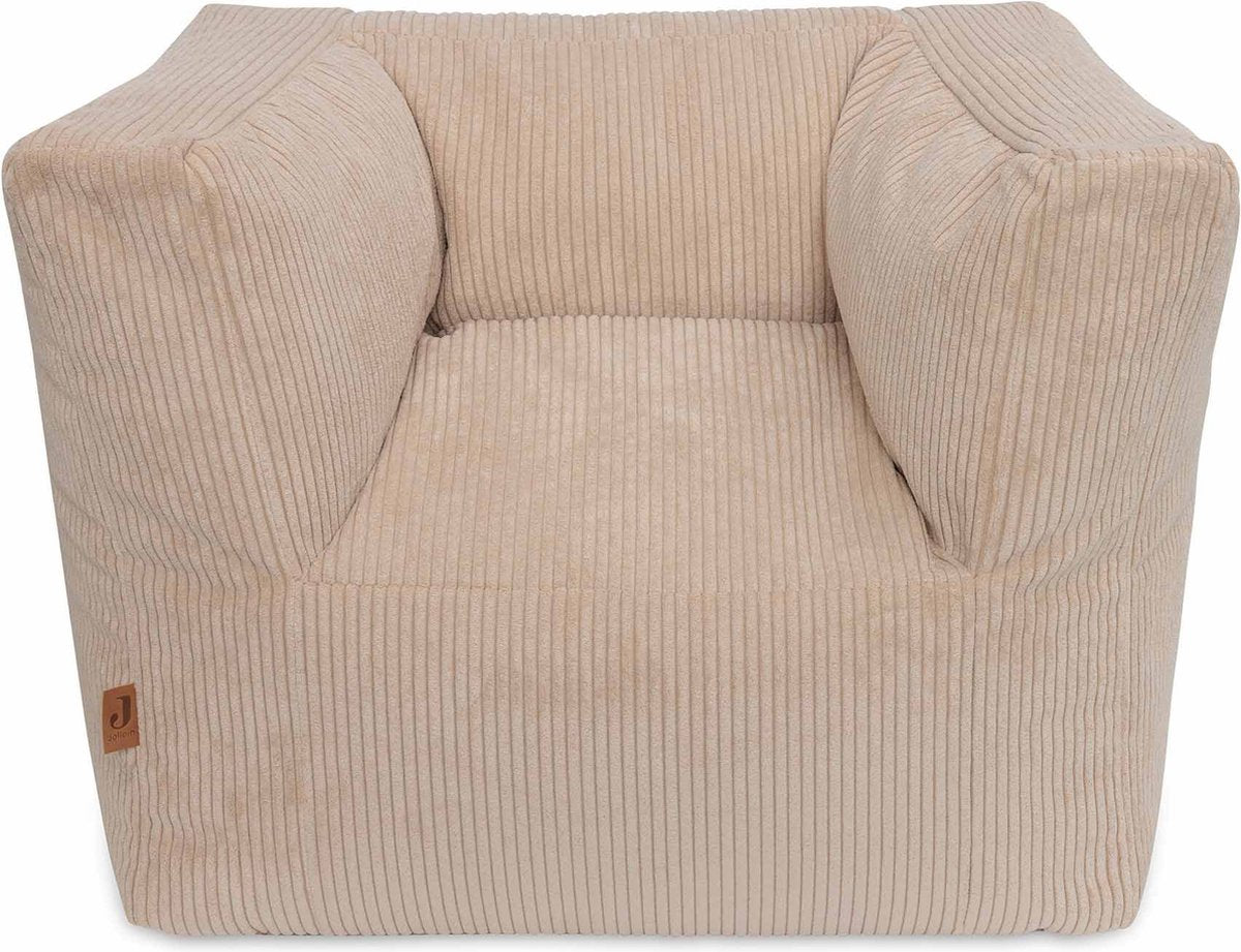 Jollein - fauteuil enfant - velours côtelé - naturel - pouf enfant - 1 à 4 ans