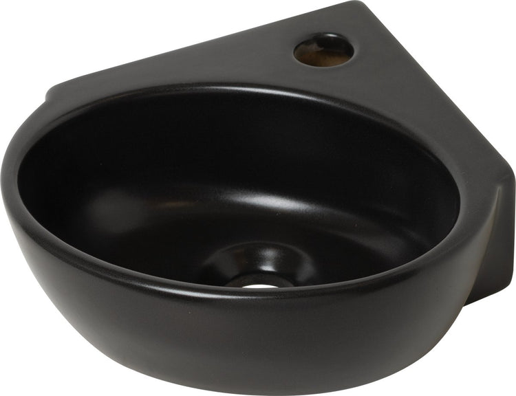 Fontaine d'angle Plieger - 1 trou de robinetterie - sans trop-plein - noir mat - 29,5x31,5x9,5cm - céramique