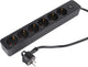 Prise Q-link - 6 prises - avec interrupteur - plate - 3 x 1,5 mm² - 1,5 m - PVC - noir