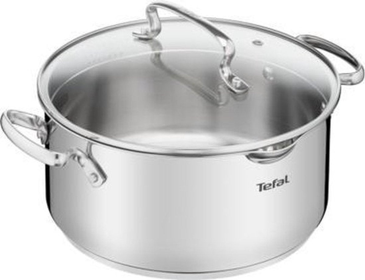Tefal duetto+ poêle de cuisson - ronde - 18 cm - acier inoxydable - avec couvercle