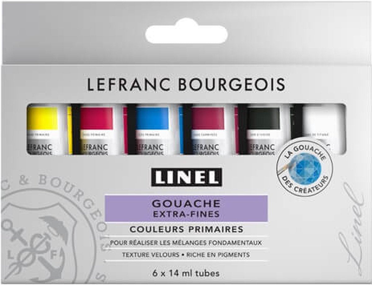 Lefranc bourgeois linel gouache couleurs primaires extra fines coffret 6x14ml