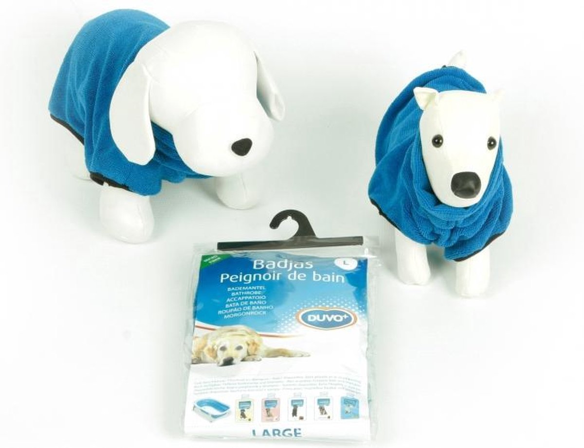 Peignoir Duvo + pour chien - vêtement pour animaux - bleu - 58 cm