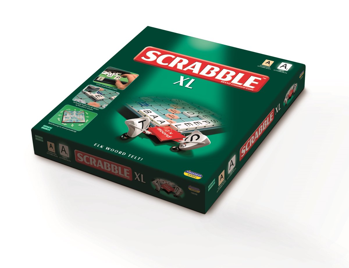 Megableu Scrabble XL - le jeu de mots classique en très grand format - jeu de société pour toute la famille - 2-4 joueurs - grandes lettres avec système Tilelock