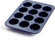Moule à muffins diamant bleu - 12 pièces - revêtement antiadhésif sans PFA - couche de cuisson en céramique - passe au four jusqu'à 230°c - bleu