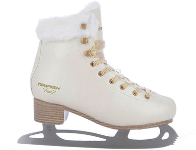 Tempish – fine ii – patins artistiques – patinage sur glace femme – beige – support de cheville renforcé cuir artificiel de qualité supérieure – taille eu 42