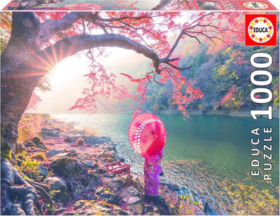 Puzzle Educa lever du soleil sur la rivière Katsura Japon 1000 pièces.