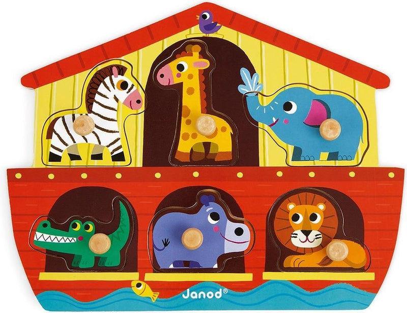 Janod - puzzle boutons - Arche de Noé - 6 pièces