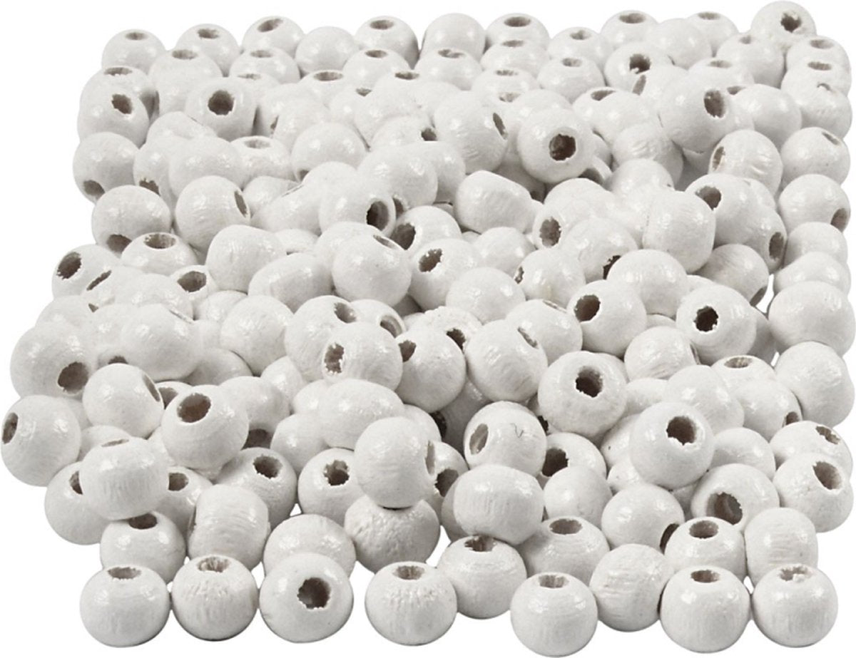 Creativ Company Wooden Beads White, 150e.