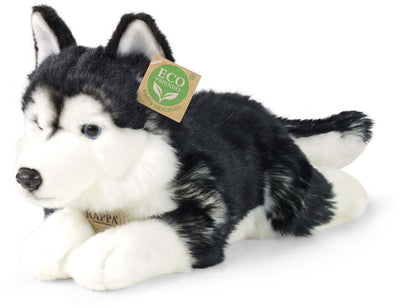 Rappa peluche écologique husky 36 cm - peluche réaliste fabriquée à partir de bouteilles PET recyclées - noir, blanc
