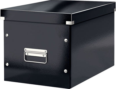 Grande boîte de rangement Leitz wow click store cube - 80 % carton recyclé - 32x36 cm (lxp) - noir