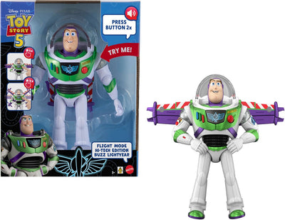 Mattel Disney et Pixar Toy Story Flight Mode Hi-Tech Edition - Buzz l'Éclair à l'échelle de 30 cm et 35+ sons - Néerlandais