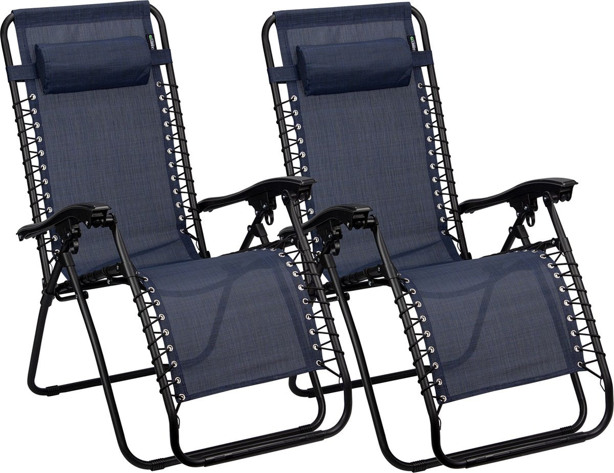 Chaise de camping Abbey Camp - chaise de jardin - réglable - lot de 2 - marine