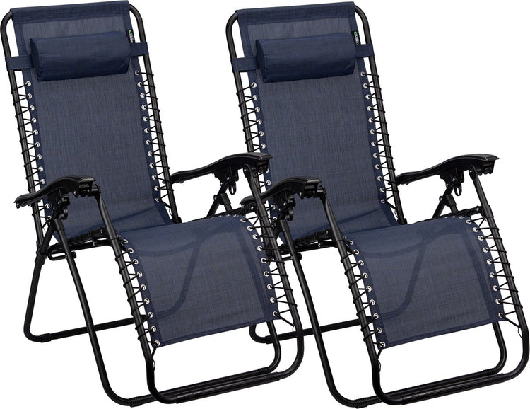Chaise de camping Abbey Camp - chaise de jardin - réglable - lot de 2 - marine