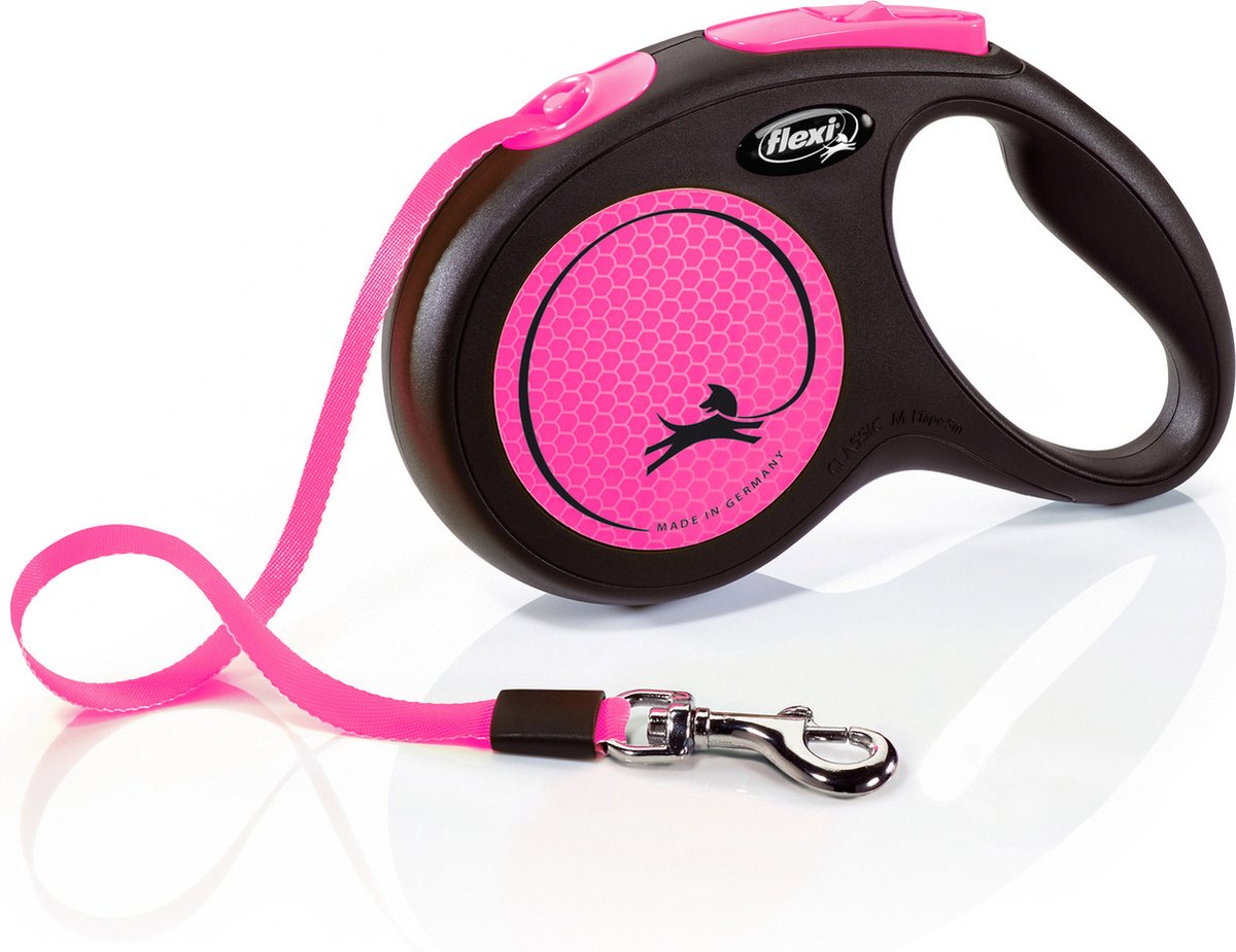 Flexi rollijn nouveau ruban néon rose noir