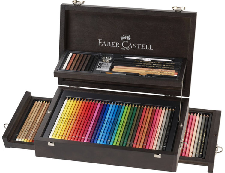 Crayons de couleur Faber-castell - assortiment graphique art - boîte en bois 125 pièces - fc-110085