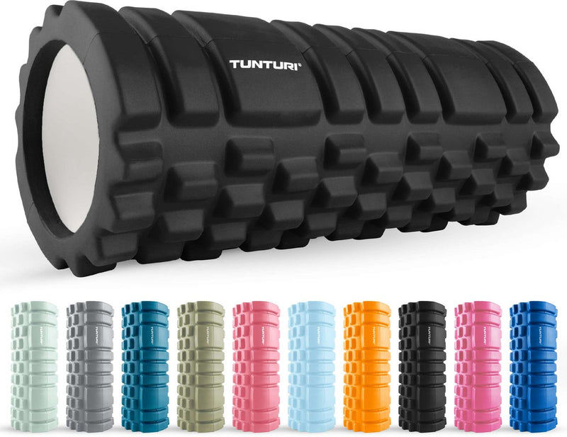 Rouleau en mousse Tunturi Yoga Grid - rouleau de massage - rouleau en mousse - rouleau de fitness - noir - 33 cm - incl. application de remise en forme gratuite