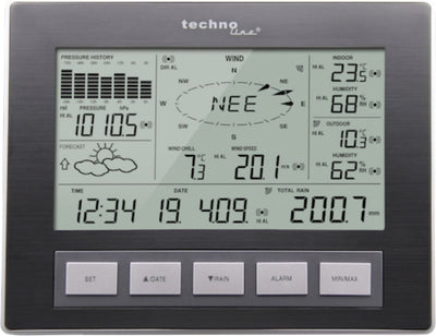 Station météo Technoline - ws 2816 - 222x173x42mm - aluminium noir - transfert de données PC - avec 3 capteurs extérieurs 100m - tl-ws2816