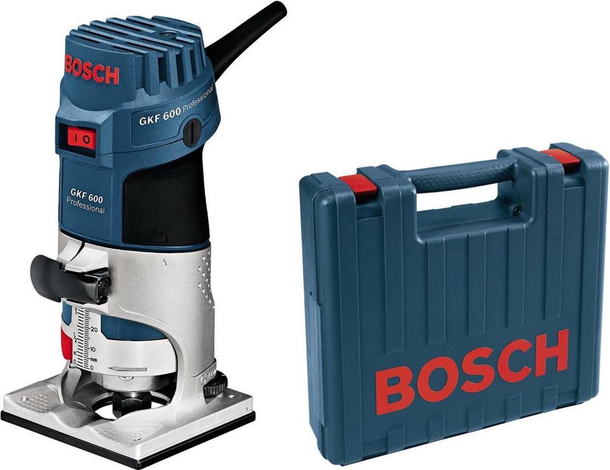 Bosch professional - fraiseuse de chants gkf 600 (aide au guidage, guidage parallèle, pince de serrage avec écrou-raccord 6 mm, pince de serrage avec écrou-raccord 8 mm, clé à fourche 17 mm)
