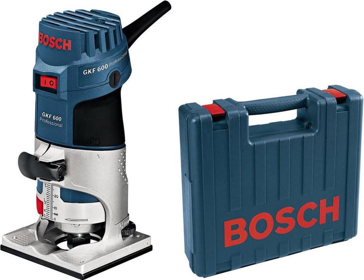 Bosch professional - fraiseuse de chants gkf 600 (aide au guidage, guidage parallèle, pince de serrage avec écrou-raccord 6 mm, pince de serrage avec écrou-raccord 8 mm, clé à fourche 17 mm)