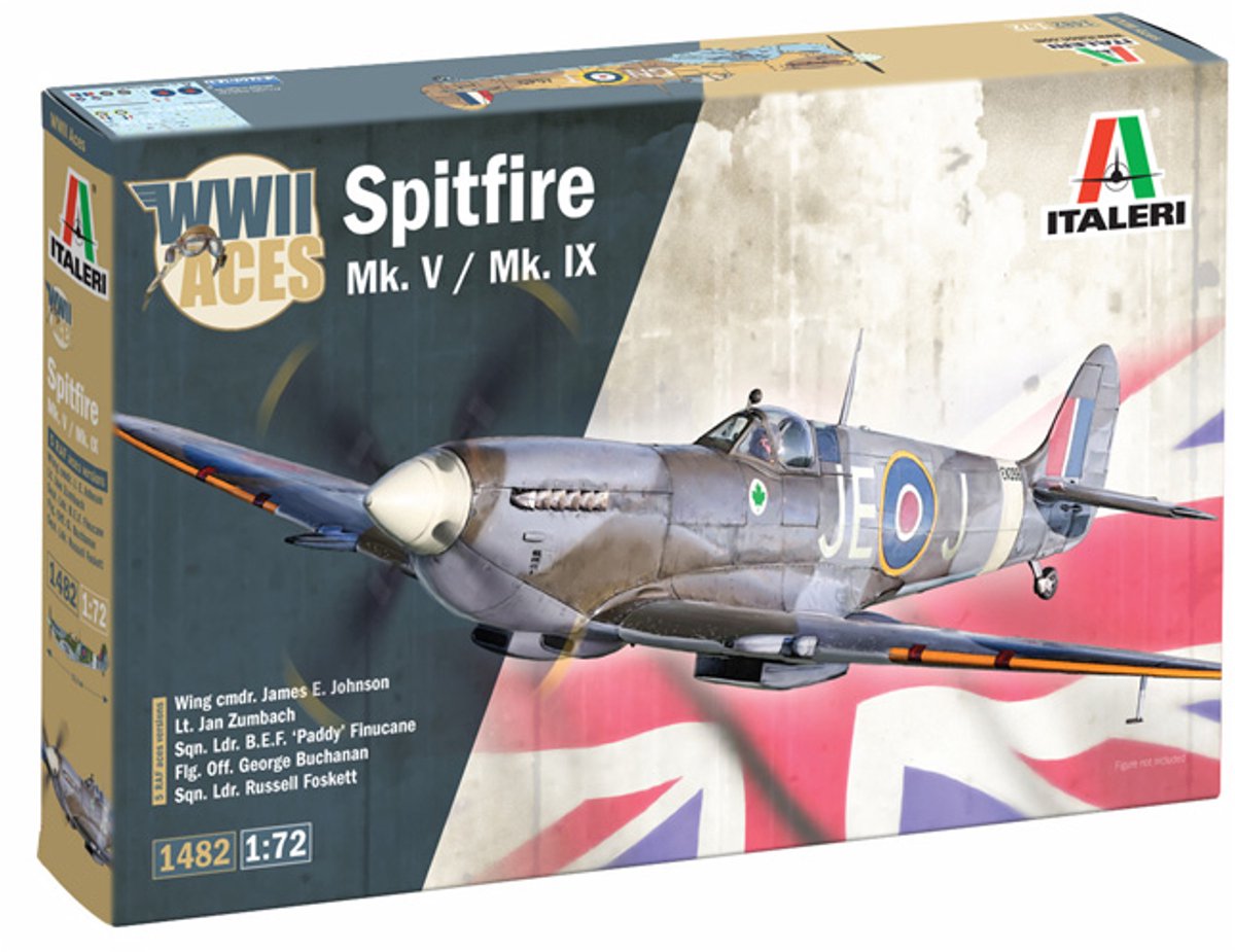 Italeri maquette avion - 1482 supermarine spitfire mk.v mk.ix - s - plastique d'avion de chasse britannique - 1:72 - modélisme