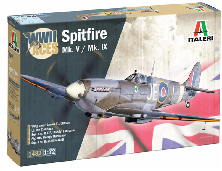 Italeri maquette avion - 1482 supermarine spitfire mk.v mk.ix - s - plastique d'avion de chasse britannique - 1:72 - modélisme
