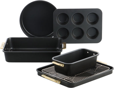 Greenpan Padova réserve de cuisson 6 pièces - revêtement antiadhésif sans PFA - moule en céramique - passe au four jusqu'à 230°c - noir