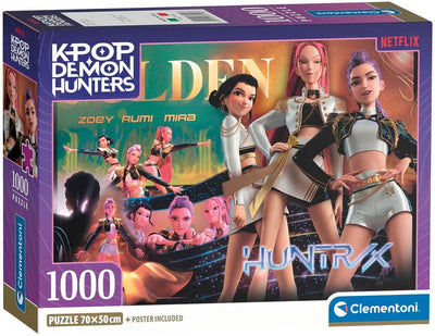 Clementoni k-pop chasseurs de démons puzzle 1000 pièces de compact - kpop huntrix - k pop puzzle hobby cadeau pour les enfants de plus de 6 ans