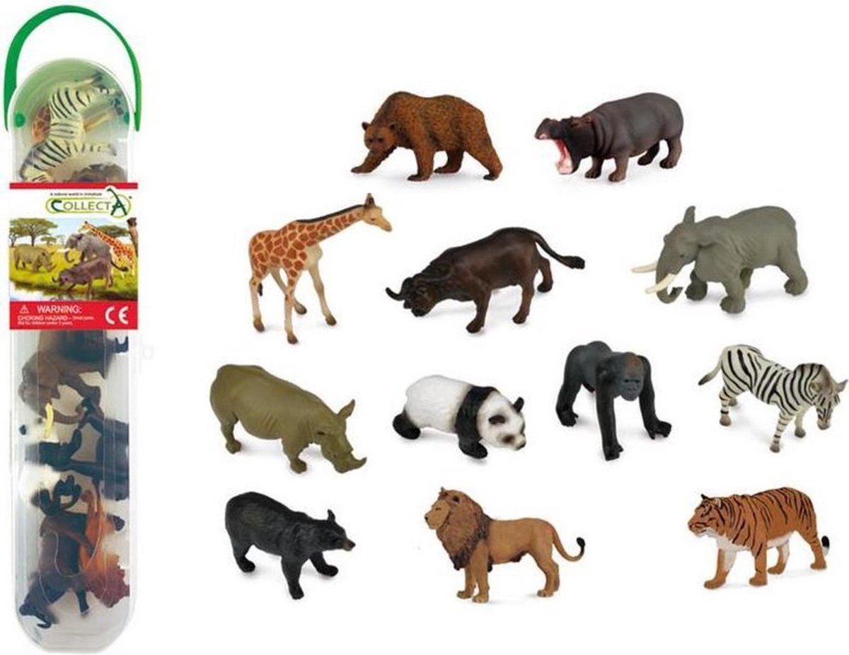 Mini set de figurines Collecta - 12 animaux sauvages - animaux sauvages - peints à la main - miniature