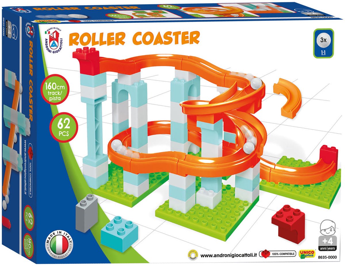 Androni Knikkerbaan Roller Coaster Set, 62dlg.